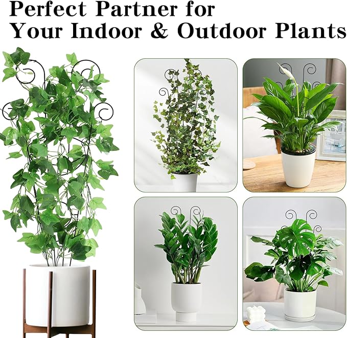 ZOUTOG Trellis for Climbing Plants Indoor 4 Pack 30 Inch,Rustproof Metal Garden Trellis for Potted Plants,Sturdy Houseplant Support Indoor Outdoor for Ivy Pothos Monstera Hoya Flower Vine (Black Moon)