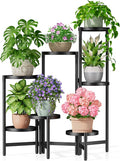 7 Tiered Metal Corner Plant Stand Indoor Outdoor, Tall Large Folding Rack with Rust Proof 7.9 Inch Wide Tray, Heavy Duty Flower Shelf for Multiple Plants for Patio - BlackDisk