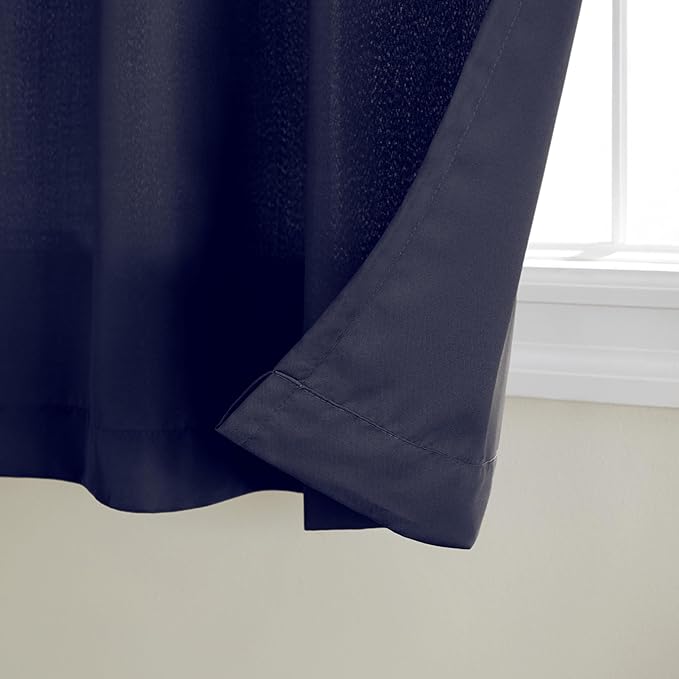 TOWN & COUNTRY BASICS Cabana Solid Heavyweight Indoor Outdoor Curtains, Light Filtering Opacity with Grommet Top, Water Repellent, 2-Pack Set, 54"x120", Dark Navy