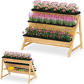 Giantex 3-Tier Vertical Raised Garden Bed, Wood Elevated Planter Box with Legs, Storage Shelf, Liners for Growing Vegetables Herbs Flowers, Indoor Outdoor Freestanding Raised Bed for Patio (Natural)