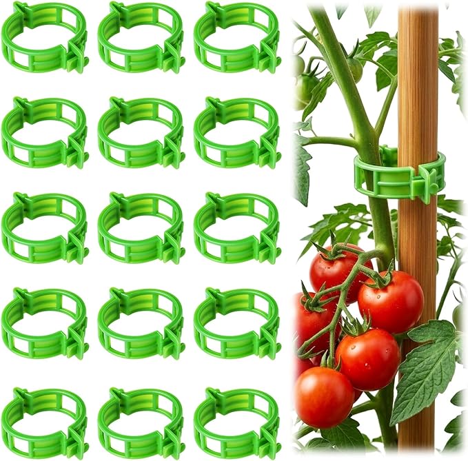 100pcs Tomato Clips for Climbing plants, Plastic Trellis Plant Support Clips for Garden, Reusable Clips for Supporting Grape Tomato Vine and Vegetables Plants to Grow Upright Makes Plants Healthier