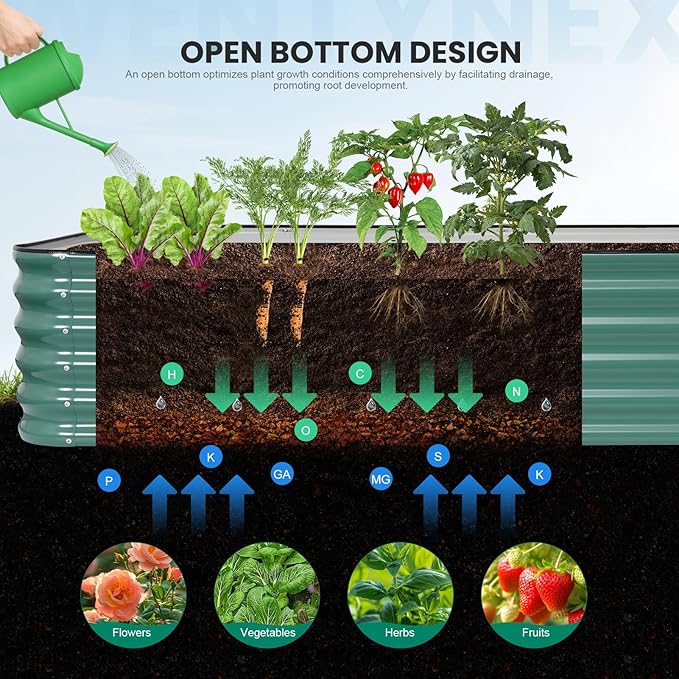 8×3×1.4FT Galvanized Raised Garden Bed Outdoor, Metal Raised Garden Bed Kit, Large Planter Raised Beds, 5 In1 Modular Raised Planter Box Outdoor,Raised Beds for Gardening for Vegetables Flowers Herbs