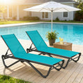 Kozyard Outdoor Chaise Lounge Chair, Full Aluminum Frame, Adjustable Reclining Patio Lounger for Poolside, Sunbathing & Backyard, Textilene (Aqua, 2Chairs)