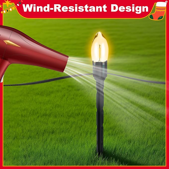 60 Pcs 7.5 Inch Christmas Light Stakes, Christmas Yard Stakes for C7 C9 Christmas Lights, Garden Path Walkway Holiday Decorations(Black)