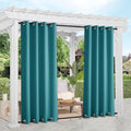 NICETOWN Outdoor Curtains for Patio Waterproof 2 Panels, Windproof Top and Bottom Grommet Thermal Insulated Rustproof Blackout Sun & Cold Blocking Privacy for Pergola, W52 x L95, Peacock Teal