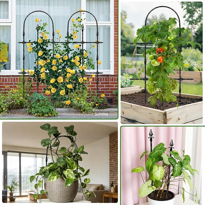 2026 New Upgraded Garden Trellis for Climbing Plants Outdoor, 47.2" Hx39.6 W Rustproof Sturdy Garden Arch Trellis for Potted Climbing Cucumber Tomato Vegetable Rose Flower Plant Trellises