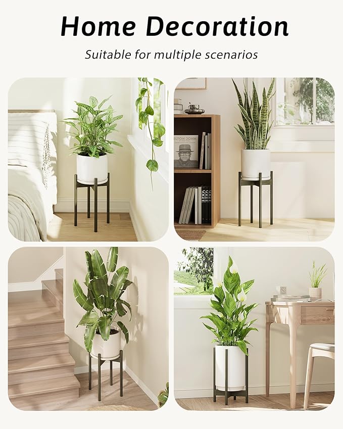 Adjustable Plant Stand Indoor, Bamboo Plant Stand Fits 8 9 10 11 12 Inches, Small Corner Planter Holder for Indoor Plants, Single Floor Plant Stands for Living Room Balcony, Tea Brown Tall