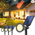 Solar Lights Outdoor Waterproof IP65,3000K Super Bright LED,2 Lighting Modes, Solar Powered Yard Garden Solar Spot Lights for Flag Landscape Auto On/Off-4 Pack