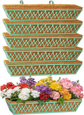 6 Pack 30 Inch Window Boxes Planters Railing Planter Box with Adjustable Brackets for Porch Fence Patio Balcony Hanging Flower Baskets with Coco Liners for Outdoor Garden Decor - Green