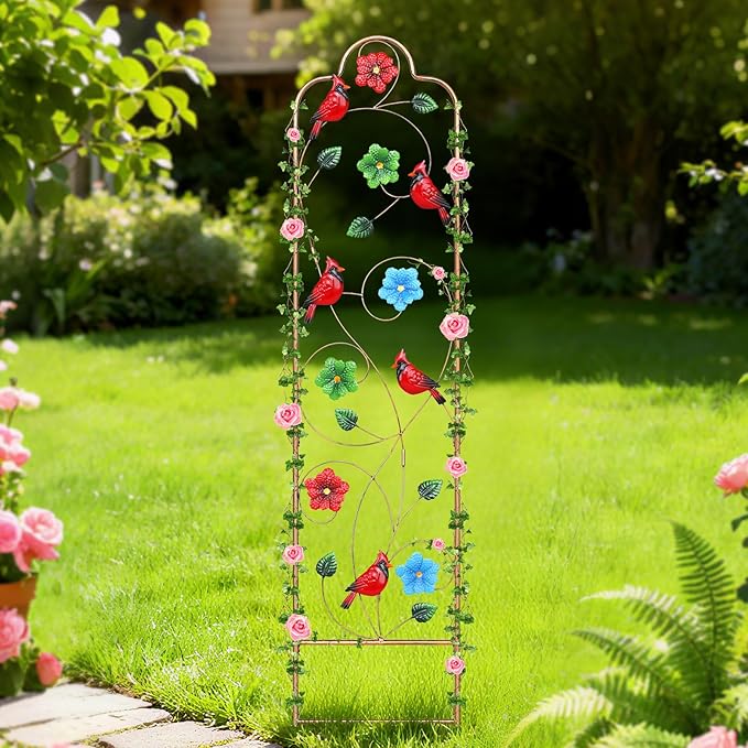 2 Pack Metal Garden Trellis Arched Fence Trellises for Climbing Plants Outdoor, Roses, Vines, Flowers, and Vegetables Support, 60'' H x 12'' W Redbird