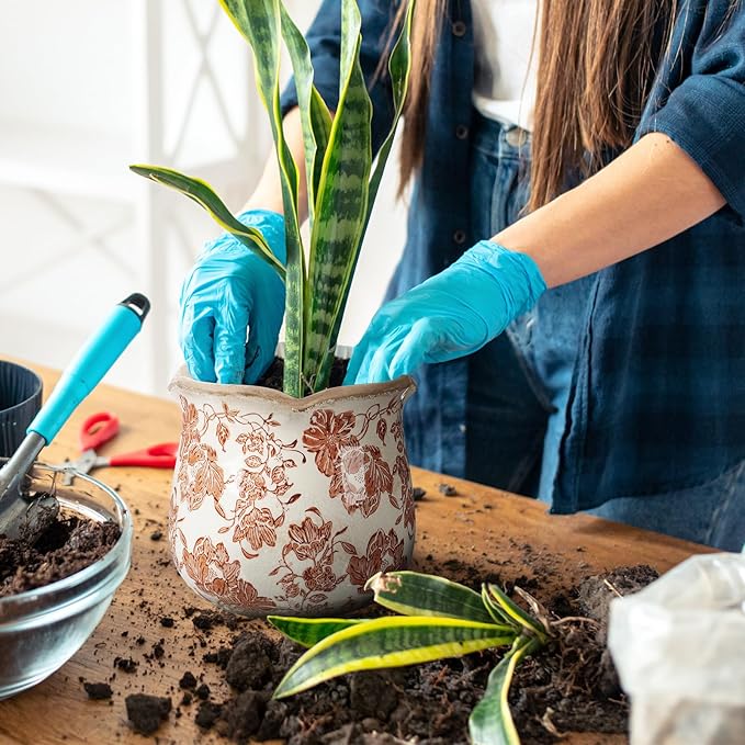6 Inch Ceramic Plants Pots Vintage Ceramic Flower Planters Crackle Glaze Finish Flower Pots Decorative Floral Vintage Planters for Living Room Garden Home Decor Gifts(Fresh)
