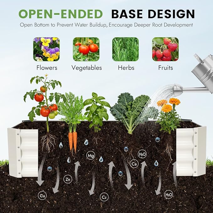 INNO STAGE 2Pcs Galvanized Raised Garden Bed Kit, 4x2x1FT Metal Raised Garden Beds for Vegetables, Rust-Resistant & Easy Assembly, Outdoor Raised Beds for Gardening, Flowers, Herbs (White)