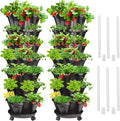 Strawberry Vertical Planter 2 Pack, 7 Tiered Stacking Garden Tower, Stackable Herb Vegetable Planters with Support Pole Indoor Outdoor Black