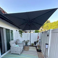 PURPLE LEAF 6.5' X 10' Left-right Tilt Patio Umbrella Outdoor Cantilever Swivel Rectangle Umbrella Aluminum Offset Umbrella with 360-degree Rotation for Garden Deck Pool Patio Grey