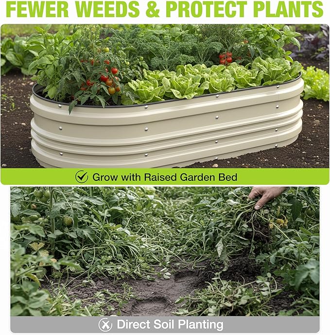 WORKPRO 2PK 4x2x1ft Outdoor Galvanized Raised Garden Bed Kit, Rust & Corrosion Protection, Easy Assembly, Safe Edge, Ideal for Vegetables & Flowers, White