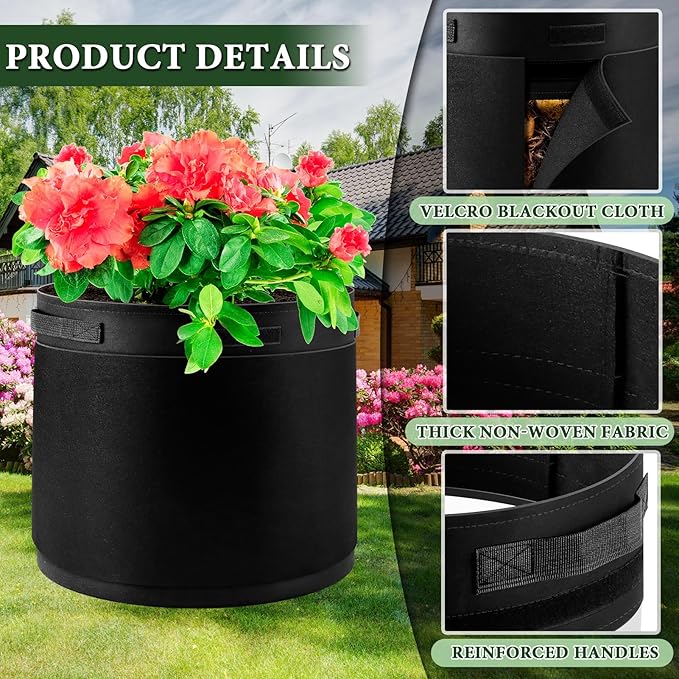 3 Pack 20 Gallon 360° Visibility Potato Grow Bags with Shading Flap, Plant Grow Bags for Growing Potatoes Heavy Duty Thickened Nonwoven Fabric Gardening Vegetable Growing Bags with Harvest Window
