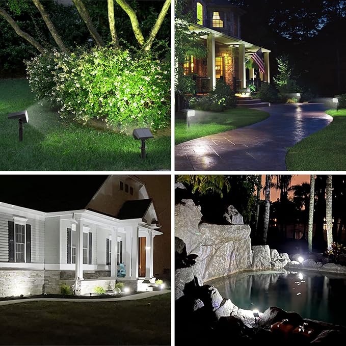 WELALO Solar Spot Lights Outdoor, [10 Pack/52 LED/3 Modes] Solar Landscape Spotlights, Solar Powered Security Lights, IP68 Waterproof Wall Lights for Outsides Walkway Yard Garden Driveway(Cool White)