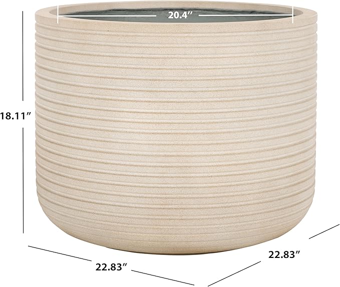SAFAVIEH Outdoor Collection Nardo Beige Cement Ficonstone Planter Pot