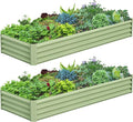2PCS 8x2x1FT Galvanized Raised Garden Bed, Galvanized Planter Raised Garden Boxes Outdoor, Large Metal Raised Garden Beds for Vegetables-Green