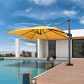PURPLE LEAF 8' X 8' Patio Umbrella with Steel Plate Base for Pool 7' High Offset Outdoor Cantilever Umbrella Swimming Pool Umbrella with 360°Rotation for Poolside Yellow