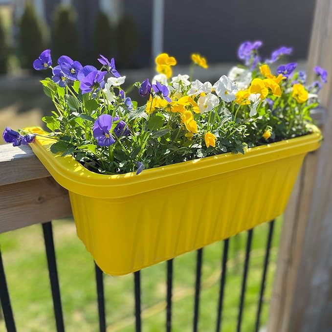 Apollo Exports International 20" Adjustable Railing Planter, Yellow