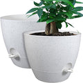 12inch 2Pack Large Self Watering Planters, Plastic Plant Pots with 60oZ Removable Deep Reservoir and Multi Mesh Drainage Holes for Indoor Outdoor Garden Plants and Flowers, White Speckles