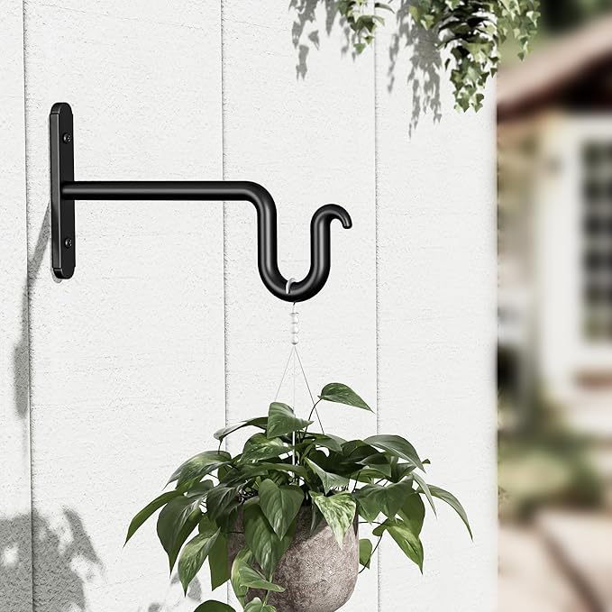 6 Inch Hanging Plant Brackets - 2 Pack Plant Hook for Hanging Plants, Plant Hanger for Hanging Bird Feeders, Flower Baskets, Wind Chimes, Lanterns, Indoor or Outdoor.