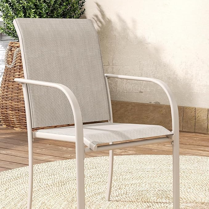 VICLLAX Patio Table and Chair Set of 10, All Weather Metal Round Outdoor Dining Furniture Set-59.9" Round Outdoor Table and Chairs, Sandshell Tabletop