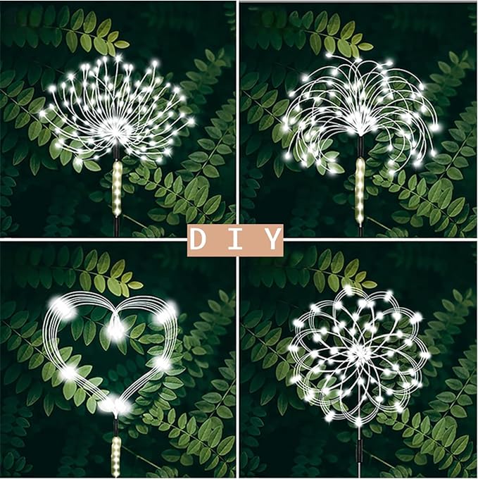 Garden Decor Solar Lights Outdoor,155LED 8 lighting modes pole light Waterproof White Solar Garden Lights for Christmas, Halloween Decoration,Yard, Patio, Porch,Flower Pot,Pathway (2Pack)