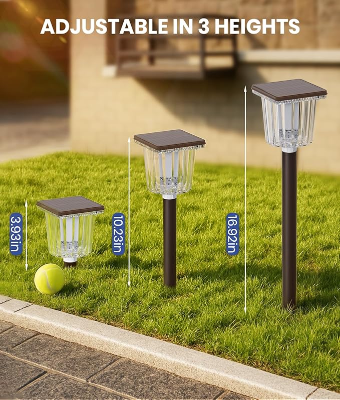 Super Bright Solar Garden Lights Powered 8 Pack,Adjustable Warm&Cool White,Waterproof IP65 Solar Pathway Outdoor Decor Landscape Lighting Outside for Front Yard/Patio/Walkway/Driveway/Lawn/Path Light
