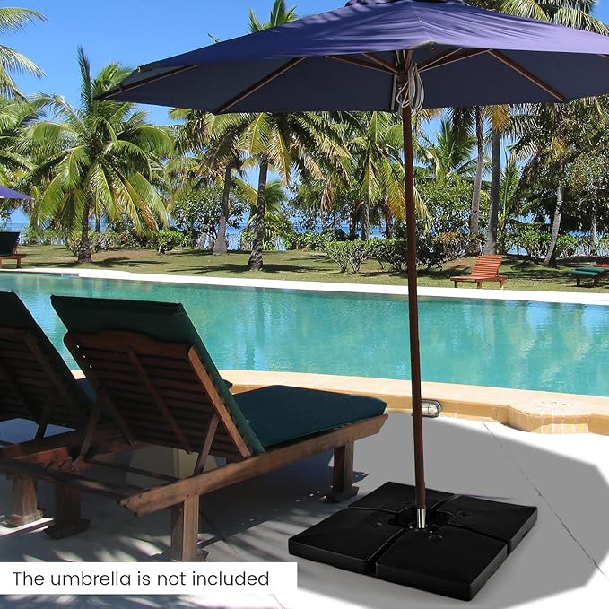 Tangkula 4-Piece 20L Cantilever Offset Patio Umbrella Base, 284 Lbs Heavy-Duty Water & Sand Filled Umbrella Stand, Square Weighted Plate Set with Easy-Fill Spouts, Black