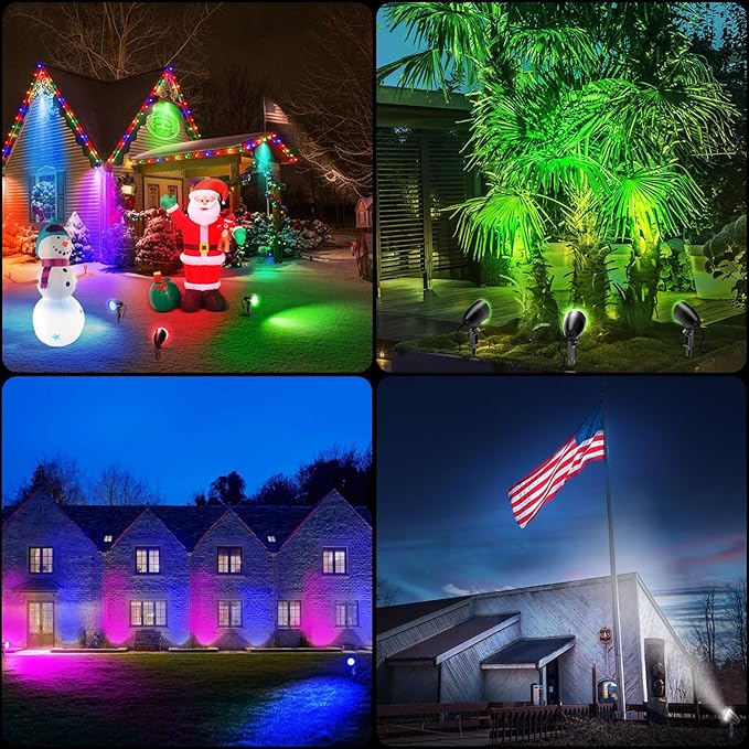 20W RGBW Color Changing Outdoor Spotlight with Remote Control 1880LM IP66 Waterproof LED Spot Lights for Christmas Halloween Decorative Yard Garden Pathway 120V US Plug 2 Pack