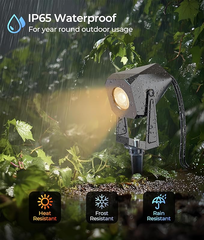Outdoor Landscape Lighting, 4 Pack Outdoor Spotlights, LED Landscape Lights for House Yard Garden Lawn Tree Fence Plant Flags Pathway, 12V 2700K Warm White, IP65 Waterproof