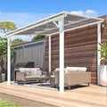 AECOJOY 10' x 8' Pergolas and Gazebos on Clearance in White, Large Wall Mounted Pergola, Outdoor Patio Lean to Gazebo Metal Awnings for Decks,Patio, Porch, Backyard and More