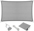 Eden's Decor Straight Flat-Edged Sun Shade Sail Rectangular 12' x 15' Grey UV-Blocking Outdoor Canopy Fabric Cloth Awning for Pergola Patio Garden Backyard Custom Size