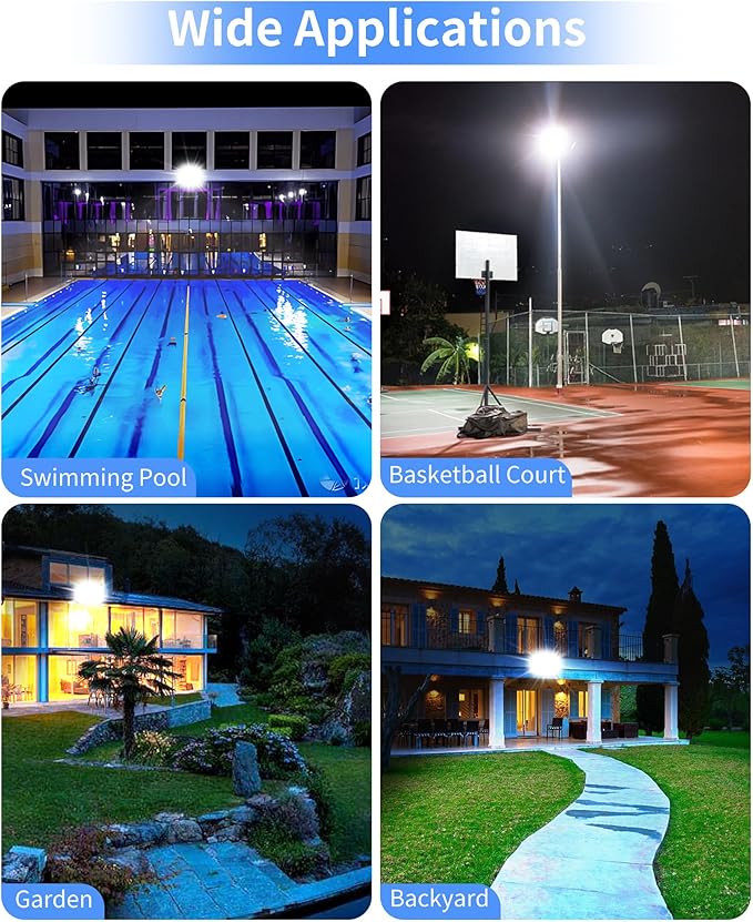 120W LED Flood Light Outdoor with Plug, 14400Lm Super Brighter Security Lights with 5ft Wire, IP66 Waterproof LED Work Light, 5000K Daylight White Exterior Floodlights for Yard Garage Stadium(2 Pack)