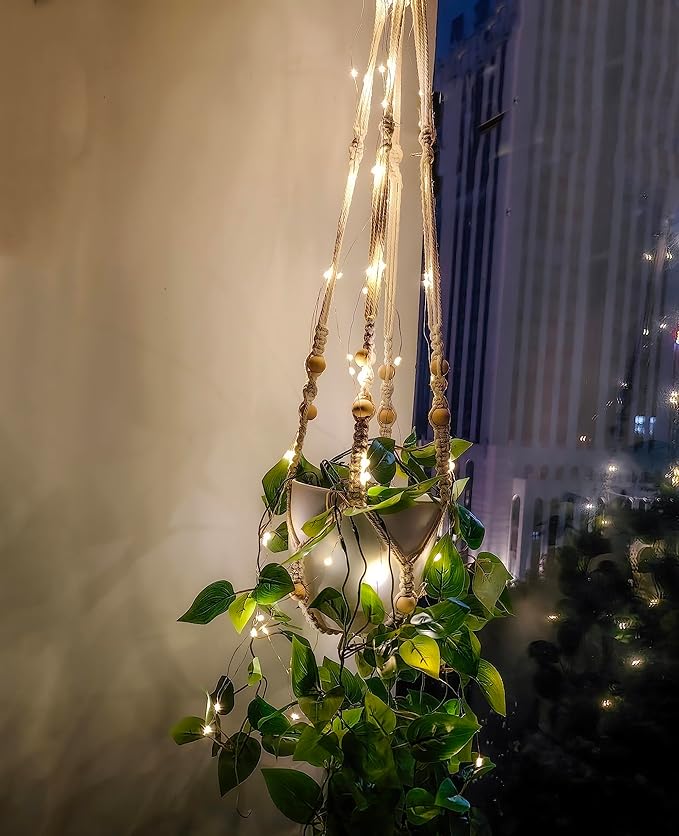 Comtelek Fake Hanging Plants Artificial Plants for Home Decor Macrame Plant Hanger with Fake Vines Faux Hanging Planter Greenery for Wall Ceiling Bedroom Bathroom Kitchen Office Boho Decor Indoor