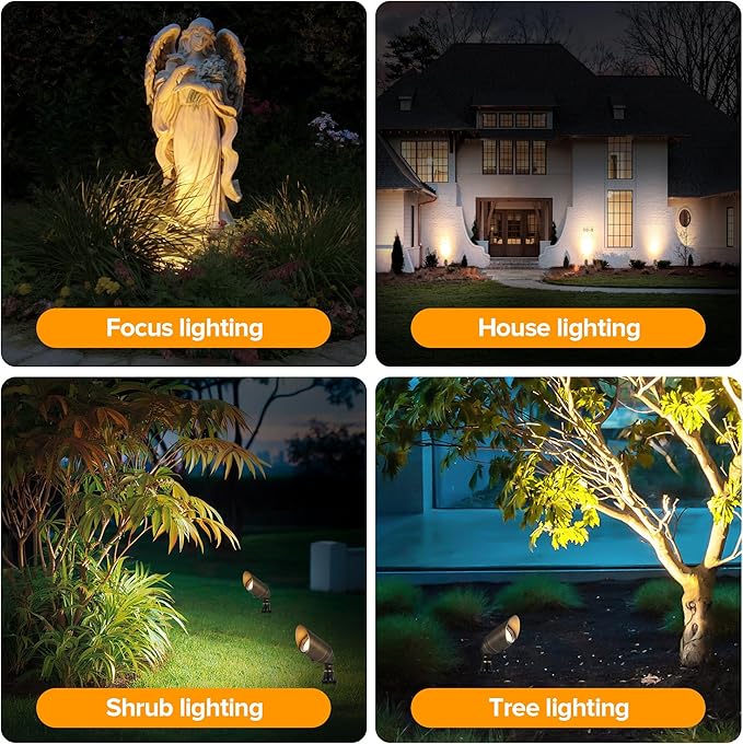 LUTEC Solid Brass Low Voltage Landscape Lighting, 12V Heavy Duty Waterproof Landscape Spotlights, Adjustable Bronze Uplights Outdoor Fixtures for Garden Yard Pathway Tree with MR16 Bulb