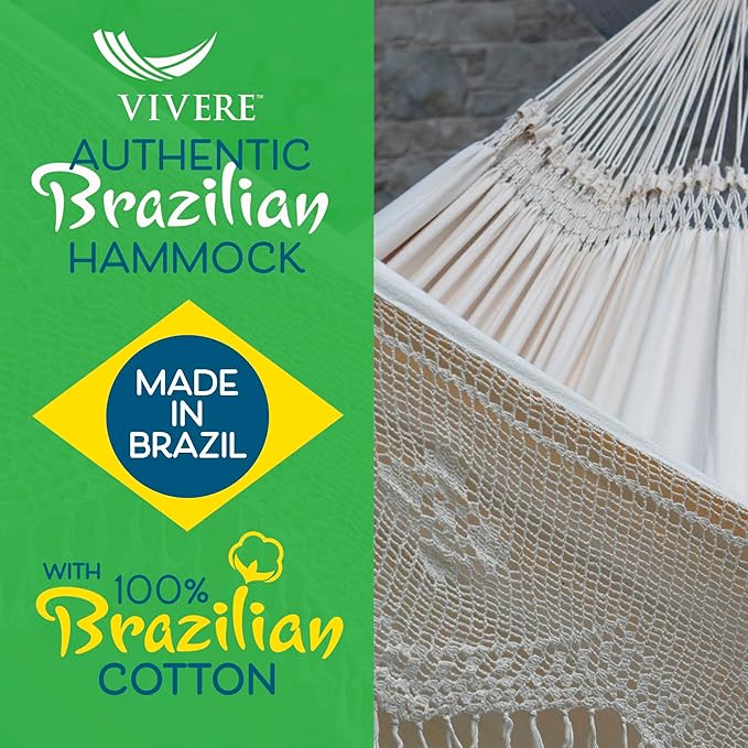 Vivere Authentic Brazilian Elegant Hammock - 450 lb Capacity