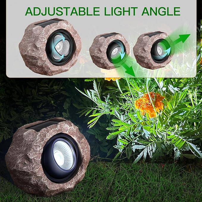 Timeflies Solar Rock Lights Outdoor 1 Pack, Bright Solar Spotlights Outdoor Waterproof, Wireless LED Rock Lights, Auto On/Off Solar Landscape Spotlights for Yard Walkway Patio Pathway Flowerbed