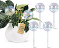 Large Extra-Thick Clear Glass Plant Watering Globes, Rainbow Gradient Self Watering Devices for Indoor & Outdoor Plants, AutomaticWaterer Spikes, Perfect for Daily or Vacation Use, 6-Pack