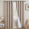 H.VERSAILTEX Linen Curtains 100% Blackout Curtains for Bedroom 108 inch Long Full Light Blocking Nature Linen Blended Window Curtains for Living Room Nickel Grommet (2 Panels, Heathered Sand)