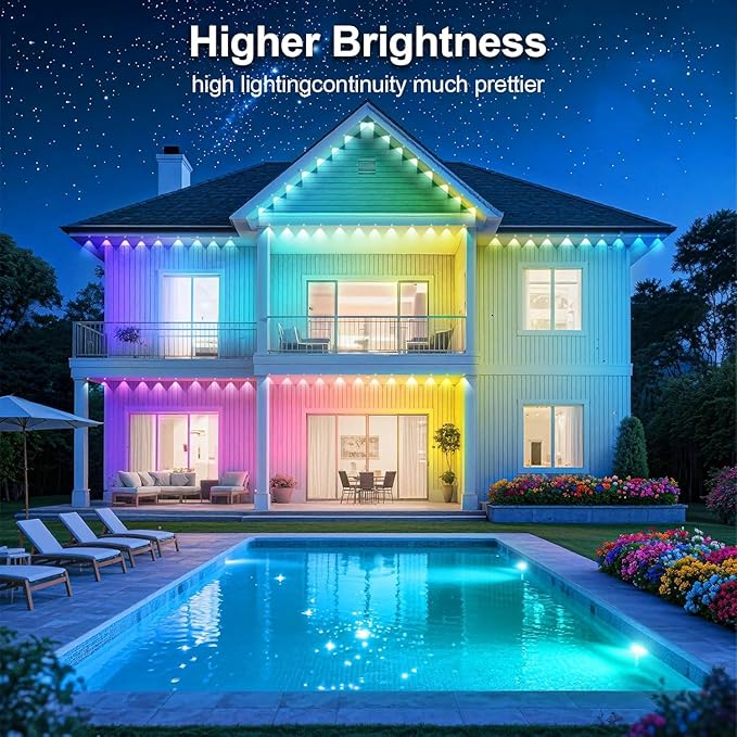 200FT Permanent Outdoor Lights for House Waterproof, IP67 LED Eave Lights with App/Remote Control, Outdoor Permanent led Lighting for House Roof Decor,Christmas,Party,All Holiday and Daily
