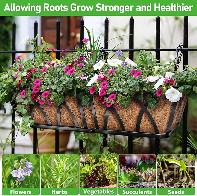 Riare 2 Pack 24 Inch Rectangle Coconut Liners for Planters, Natural Coconut Fiber Planter Liners, Window Box Liner Trough Coco Liner for Outdoor Flower, Garden Wall, Deck & Fence Planter Boxes