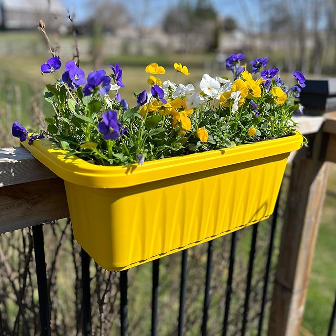 Apollo Exports International 20" Adjustable Railing Planter, Yellow