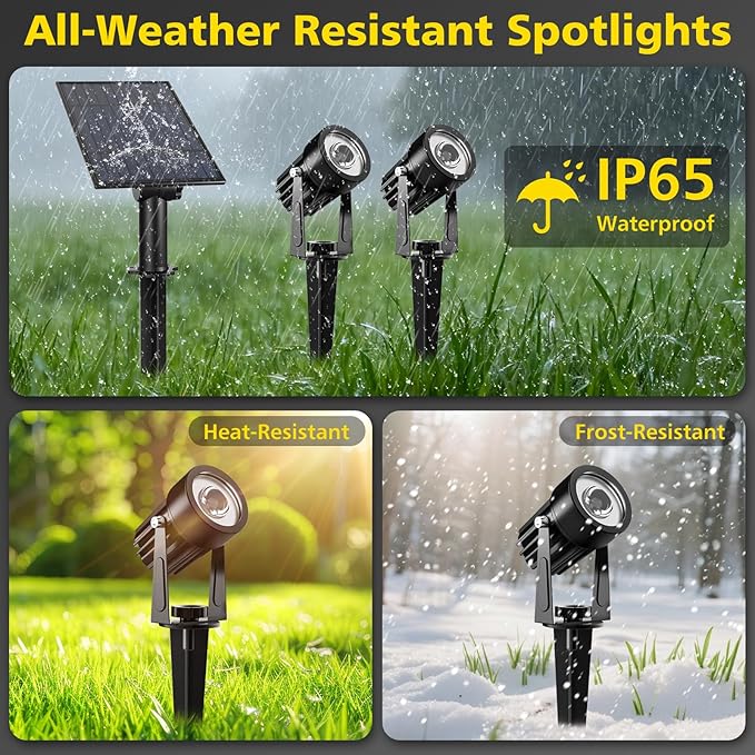 T-SUN Green Solar Spotlights, 2-in-1 Outdoor Waterproof Solar Landscape Spotlights for Garden, Yard, Halloween, Christmas Decor(Green)