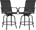 Yaheetech 2 Piece Patio Swivel Bar Stools Texteline Bistro Chairs with High Back/Armrest/Footrest, All Weather Padded Seating Outdoor Furniture Height Outdoor Chairs for Outside, Lawn & Garden