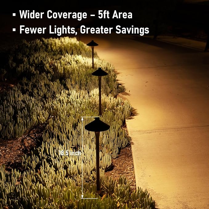 LEONLITE Update 5CCT Low Voltage Pathway Lights, 12-24V LED Landscape Path Light, 1800/2700/3000/4000/5000K, CRI90, IP65 Waterproof Landscape Lighting, Aluminum Housing, Oil Rubbed Bronze, Pack of 6