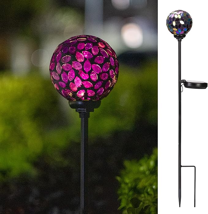 VCUTEKA Solar Lights Outdoor Decorative - Mosaic Solar Garden Light Waterproof LED Pathway Stake Light for Landscape Lawn Patio Yard Decoration, 1 Pack