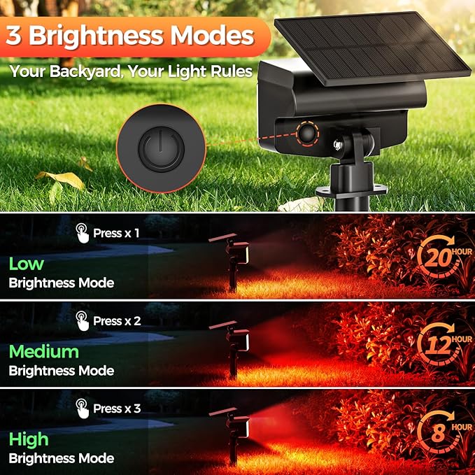 Solar Lights Outdoor Color Changing, 85 LEDs 9 Lighting Modes RGB Solar Outdoor Lights, IP67 Waterproof Multicolor Landscape Spotlights for Halloween Holiday Decorations (2 Pack)